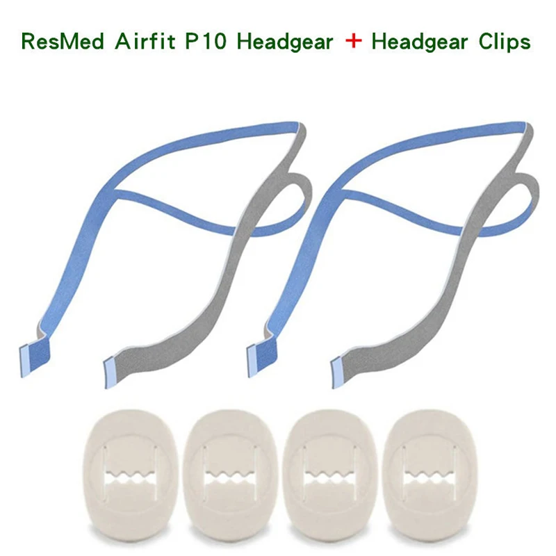 2 Pcs Headgears and 4 Pcs Adjustment Clips for CPAP ResMed AirFit P10 Nasal Pillow