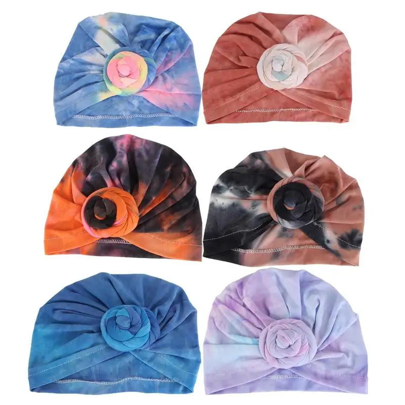

6pcs Baby Turban Children's Tie-dyed Turban Hat Children Hair Accessory Headband