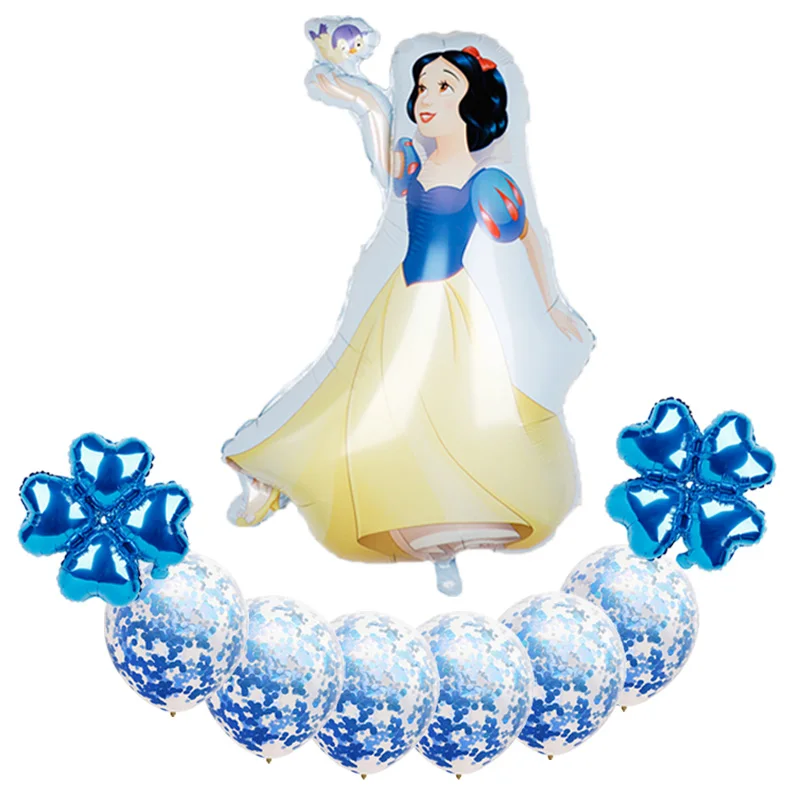 9 шт. Принцесса Девочка День рождения шары Белоснежка Аврора Ариэль Белль