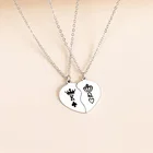 Цепочка с подвеской в виде сердца для мужчин и женщин, ожерелье из нержавеющей стали с короной, королевой, хороший подарок на день Святого Валентина, 1 пара