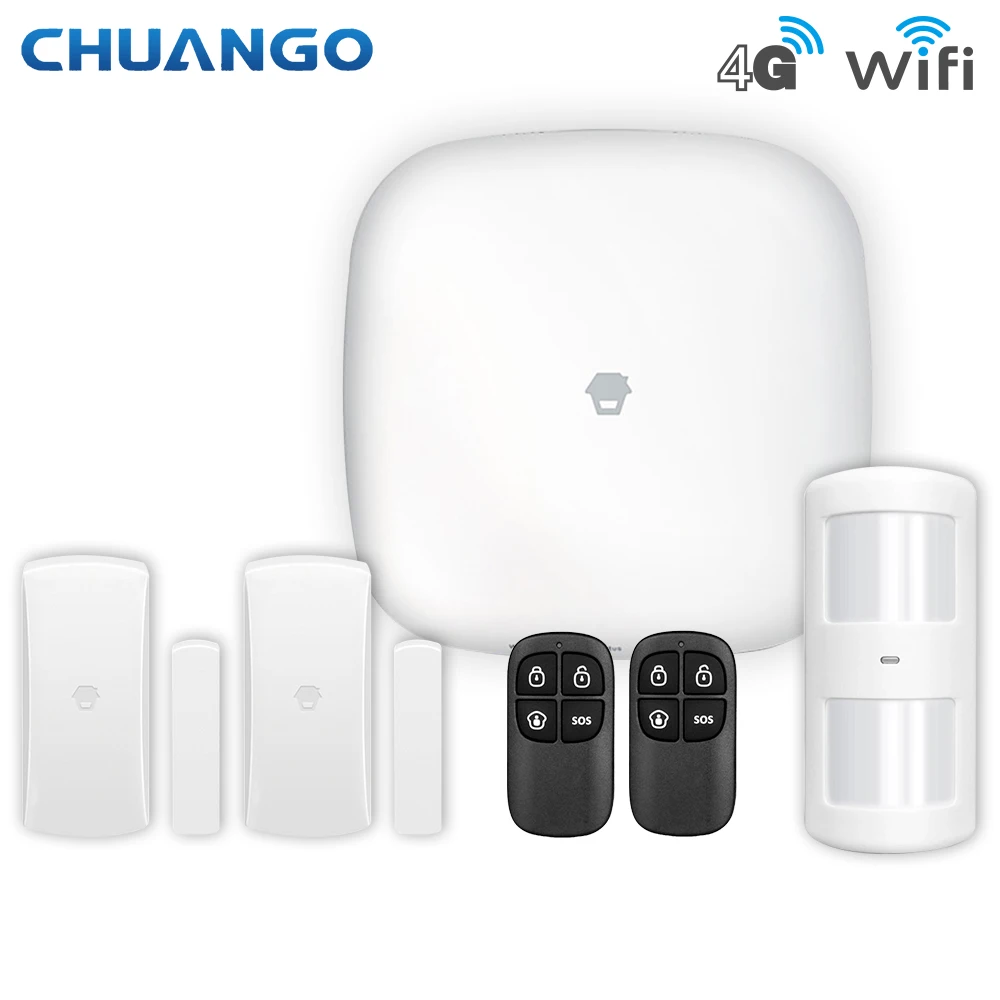 Высококлассная система охранной сигнализации Chuango 400 LTE с Wi Fi и 4G GSM детектором