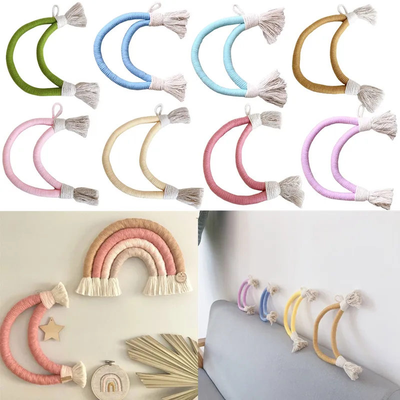 

Nordic Handmade Macrame Weave Moon Wall Hanging Decor Pendant Boho Cotton Rope Tapestry Toy For Kids Room Decor,Baby Shower