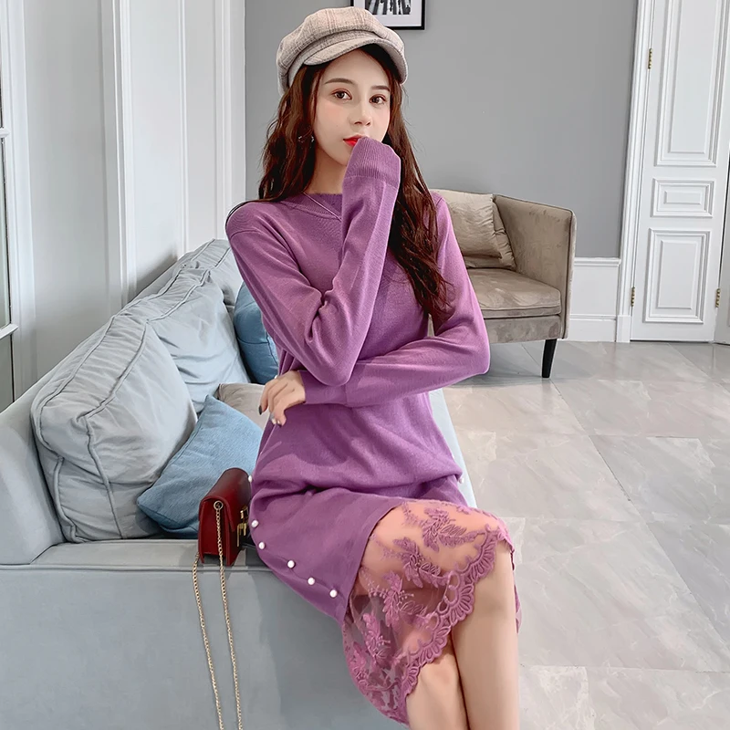 Корейское платье свитер для женщин модные женские вязаные платья элегантные