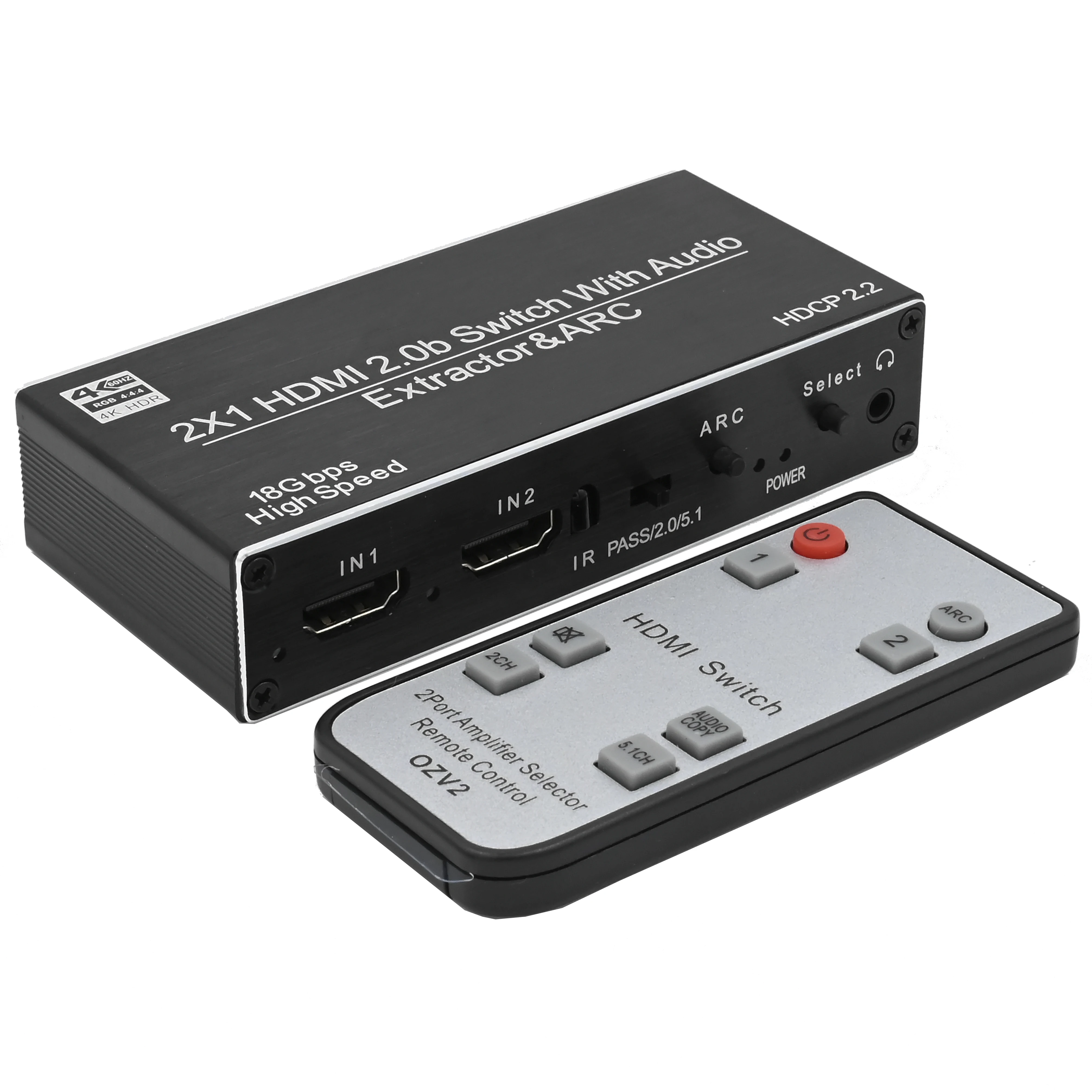 HDMI переключатель 2x1 4K @ 60 Гц 2.0b аудио экстрактор с Toslink оптический и RCA SPDIF
