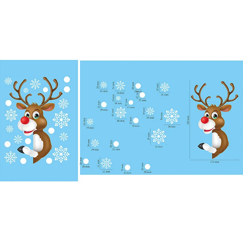 Съемный Рождественский ПВХ статический стикер Санта Лось окно стены стекло