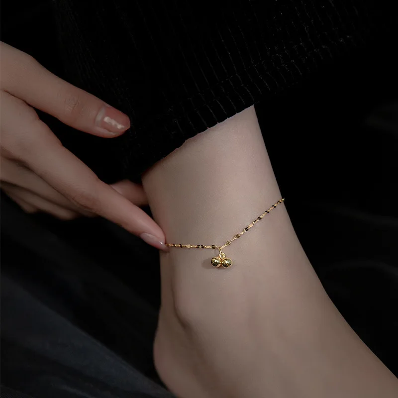 Женский ножной браслет WANTME из серебра 925 пробы с двойным колокольчиком |