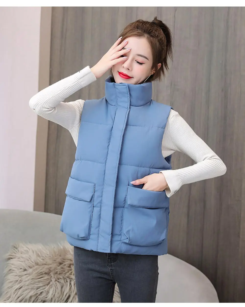 

Brieuces Women Winter Vest Waistcoat 2022 Spring Autumn Vest Female Casual Stand Collar Warm Women's Vest Coat