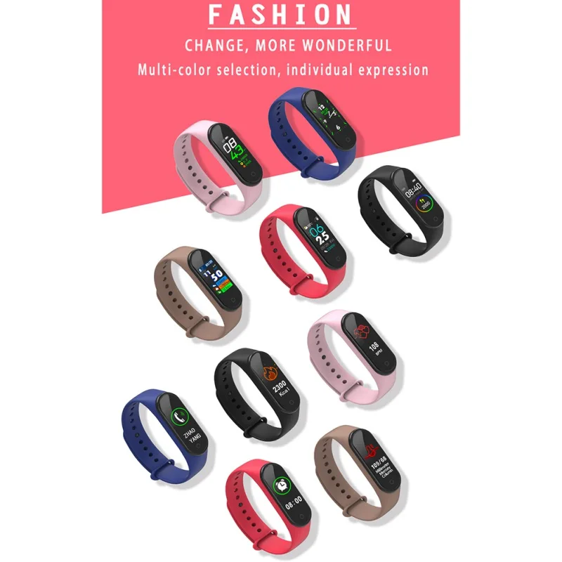 

M4s 0.96inch Screen 5 Colors Smart Watch Heart Rate Monitor Blood Pressure Fitness Tracker Smart Wristband Sport For IOS/Android