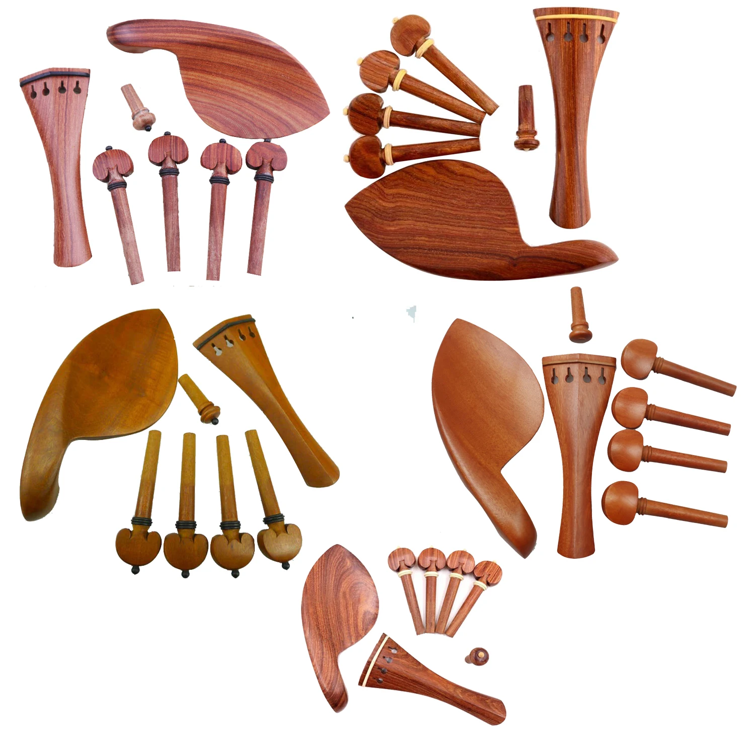 Brown Color  Violin Fiddle Accessories Parts Fittings,Violin Chin rest  Pegs Tailpiece Enpin Full size 4/4 Rosewood