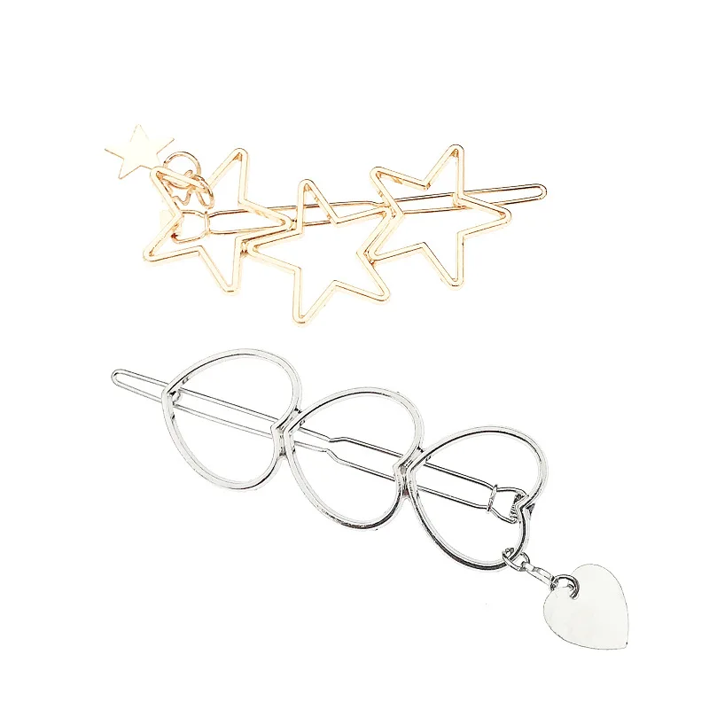 

2019 New Women Barrettes Female Fashion Hair Accessories Vintage Heart Star Geometric Alloy Hairpins Sweet Headband Hair Clips