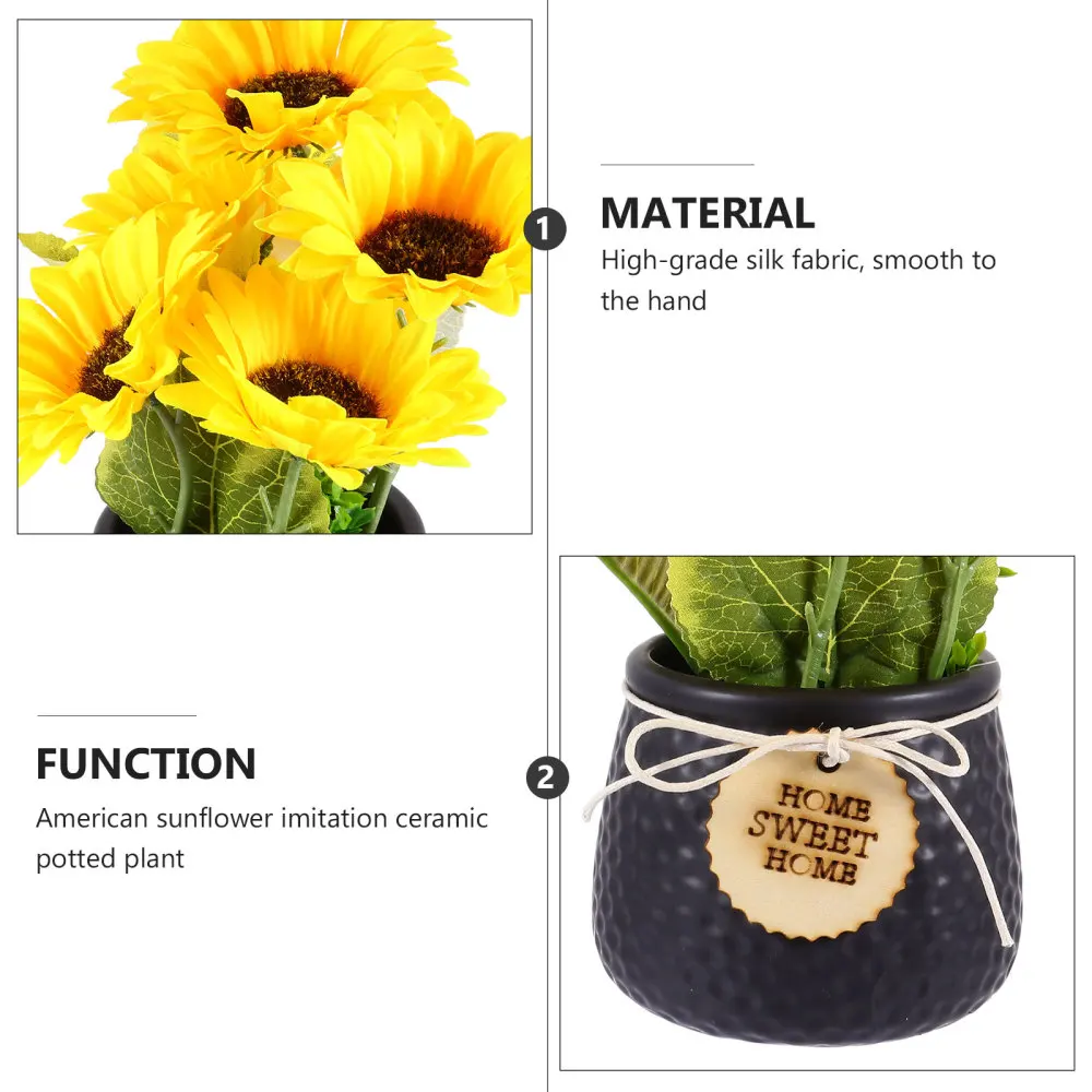 

1pc American Style Plant Bonsai Ceramic Potted Plant Imitated Sunflower Bonsai