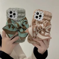 suitable for iphone 13 12 11 pro max x xr 78 plus xs max fashion bow mobile phone case plush warm fluffy protective cover