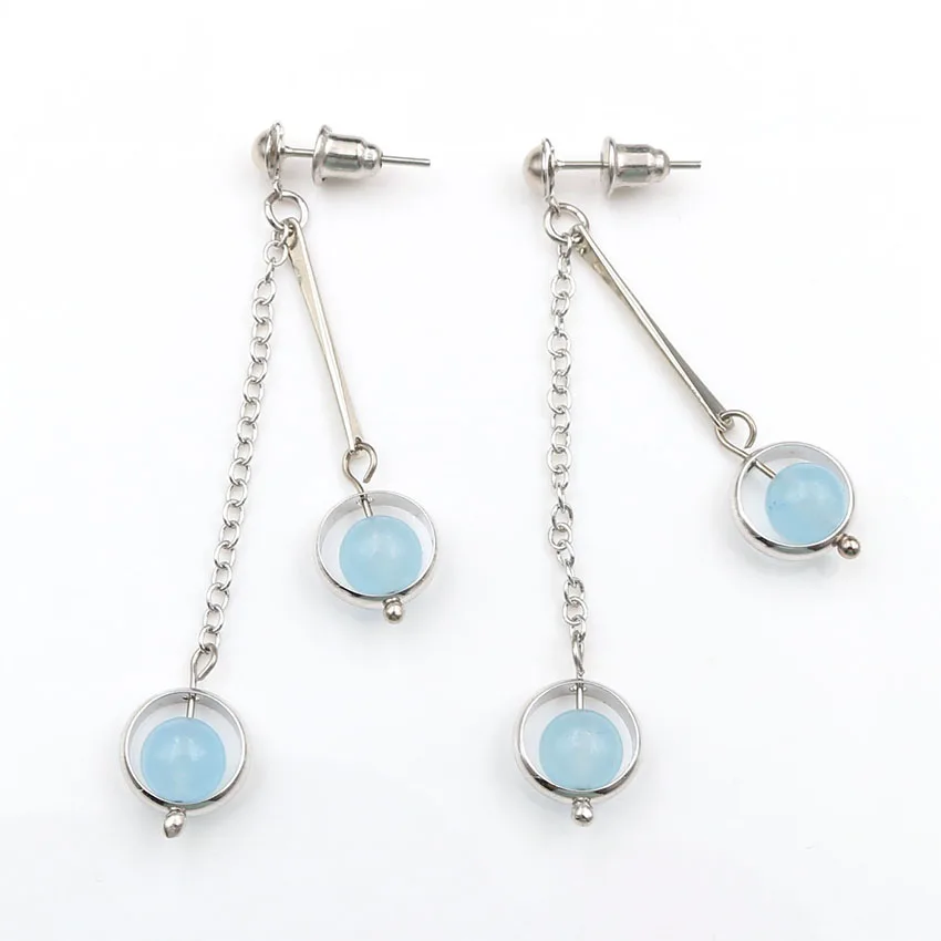 FYJS уникальные посеребренные звеньевые цепи планеты круглые бусины аквамарины