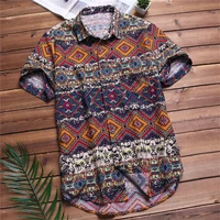 2022 men shirts short sleeve printed colorful casual blouse hawaiian shirt male tops summer geometric shirts