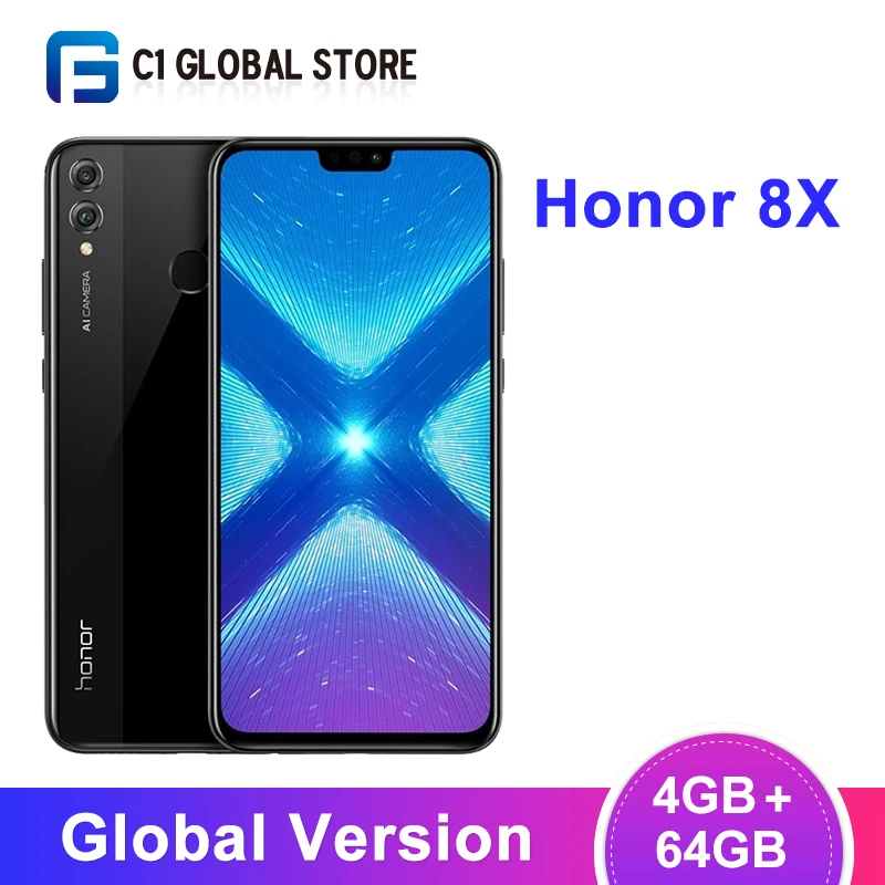 Глобальная версия Honor 8x4 GB 64GB смартфон 3750mAh аккумулятор Hisilicon Kirin 710 Восьмиядерный