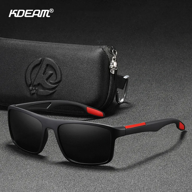 

2021 High Quality KDEAM Rectangular Ultra Light TR90 Sunglasses for Men Driving Shades UV400 Brand Sun glasses with box
