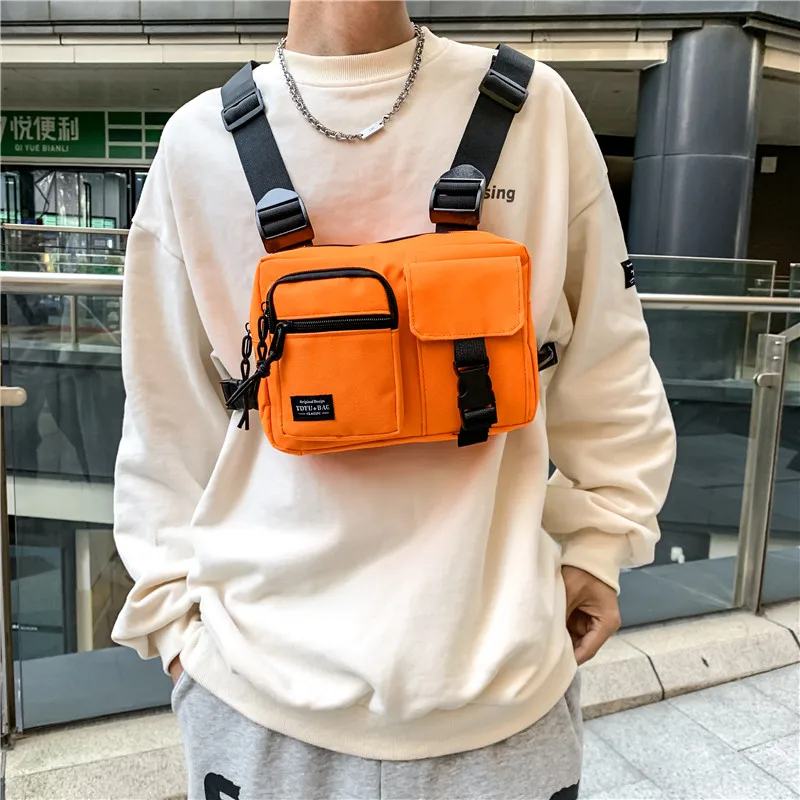 Холщовая нагрудная сумка для молодых мужчин тактическая жилетка в стиле хип-хоп