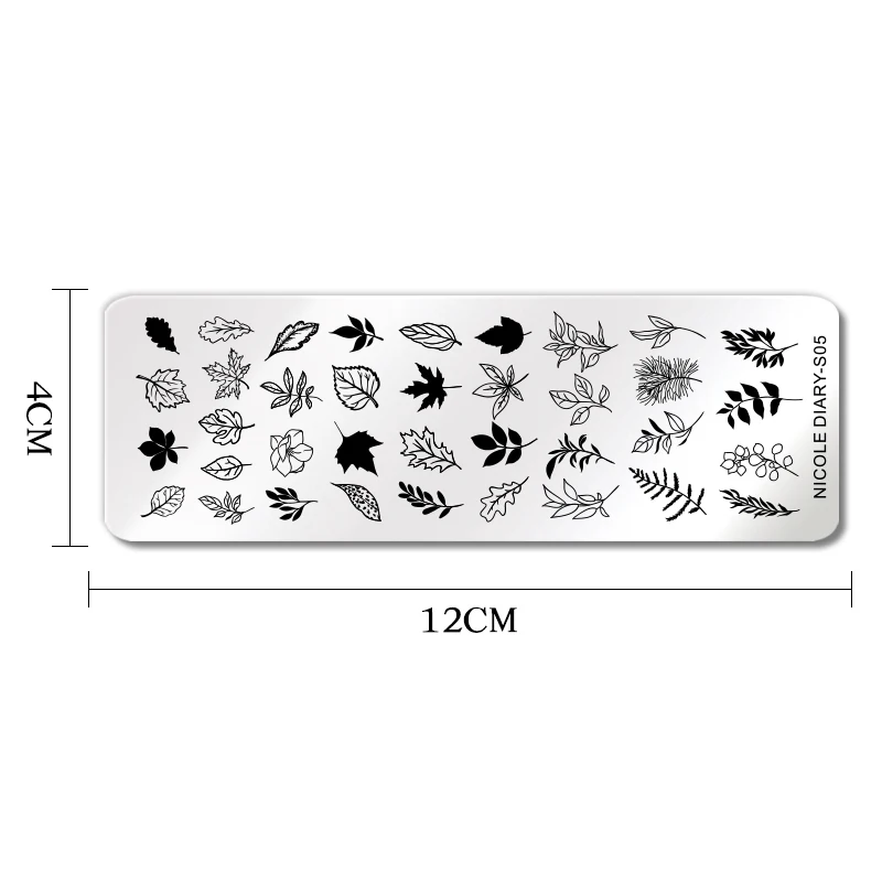Трафареты NICOLE DIARY для стемпинга ногтей с осенней тематикой пластины кленовыми