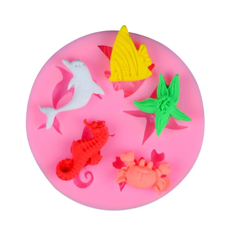 Силиконовая форма для помадки в виде морской звезды, акулы, краба, смола и форма для полимерной глины, силиконовые кухонные приспособления для выпечки