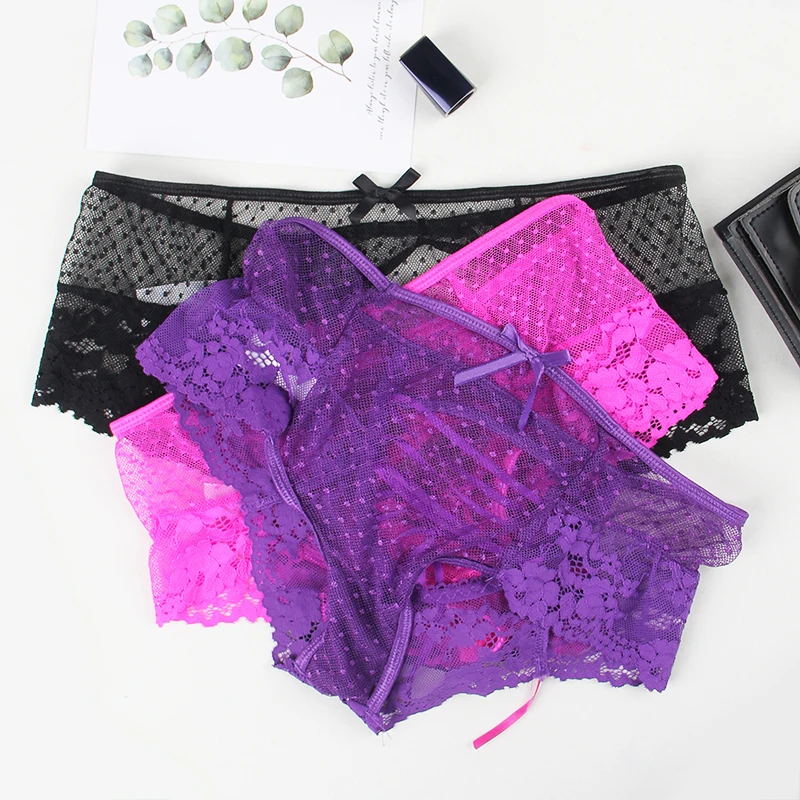 Женские кружевные трусики размера плюс с высокой талией 4 цвета | Женская одежда