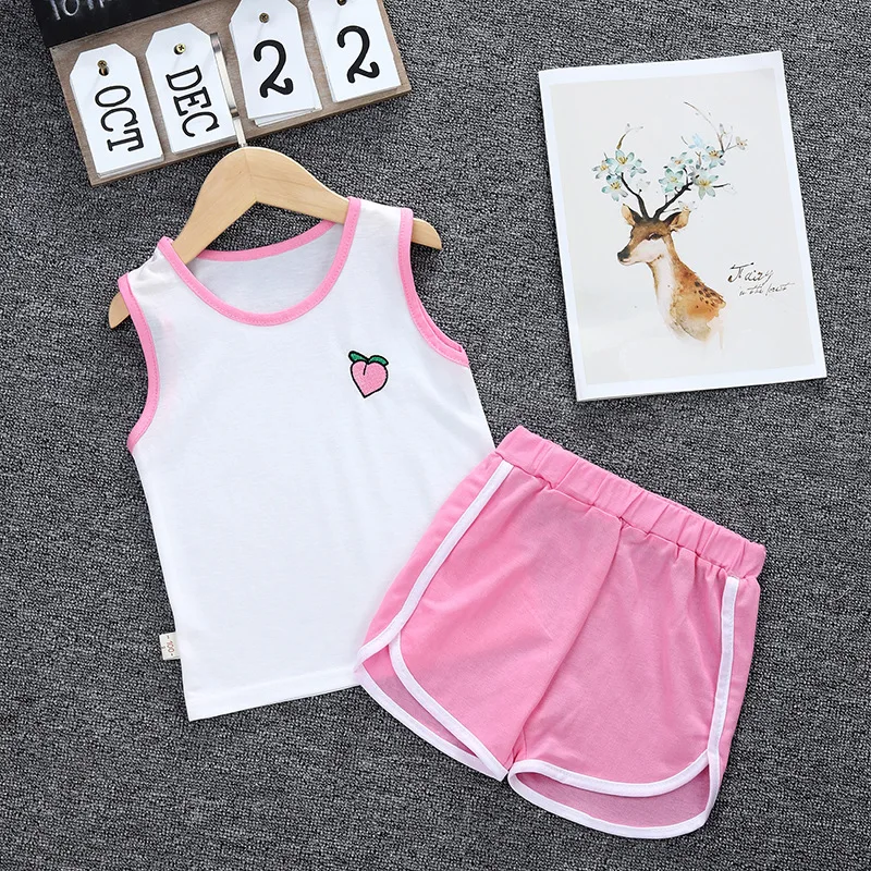 

Children's Sleeveless Suit Summer 2020 New Vest Suit Boys and Girls Cotton Shorts Casual Sports Sleeveless Two-Piece Suit