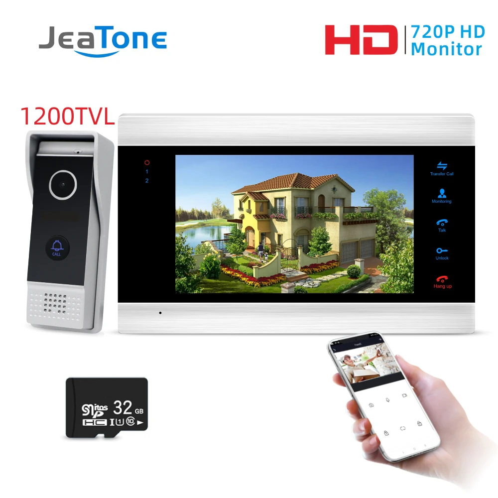 P203B1M706S1-IP-32 Jeatone " монитор видеодомофоны система безопасности сенсорная кнопка Водонепроницаемая камера дверной звонок многоязычный, поддержка дистанционного управления - Цвет: P203B1M706S1-IP-32