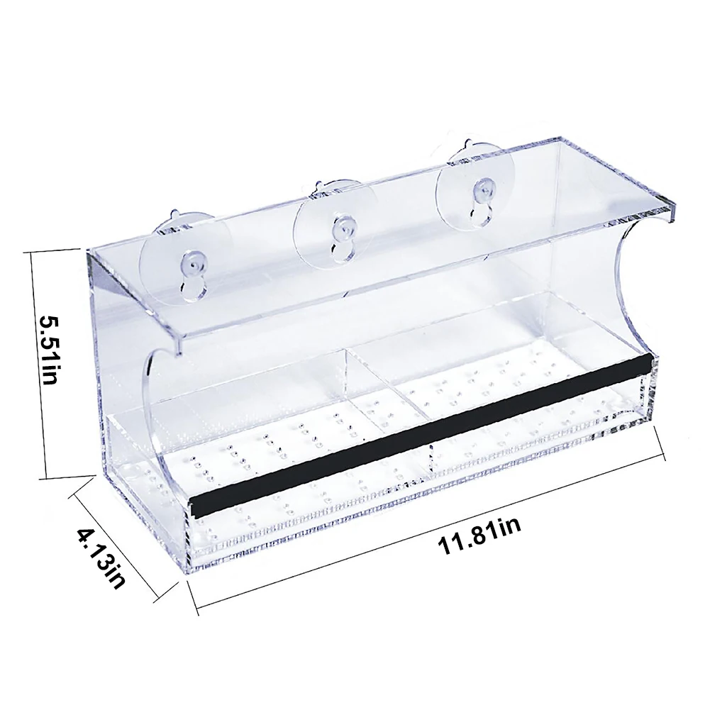 

Household transparent acrylic wall mounted detachable tray drain hole wild pet bird feeder