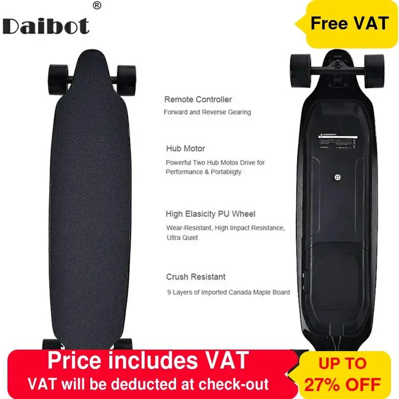 Электроскейтборд Daibot лонгборд для взрослых 4 колеса двойной мотор дистанционное