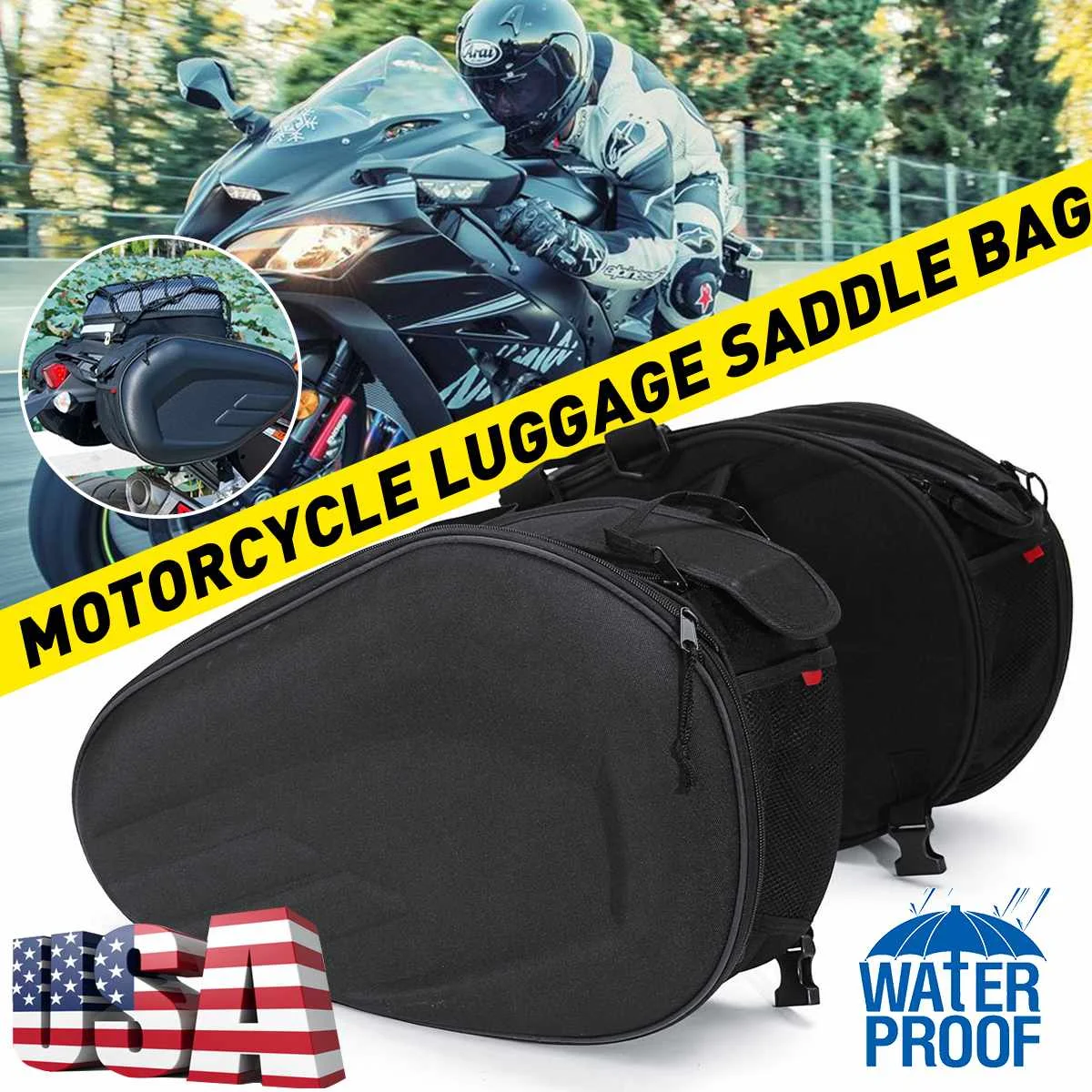 

2pcs 1 Pair Universal Motorcycle Saddlebag Waterproof Saddle Bag Tool Luggage Storage Bag for Honda/Suzuki/Kawasaki/Yamaha