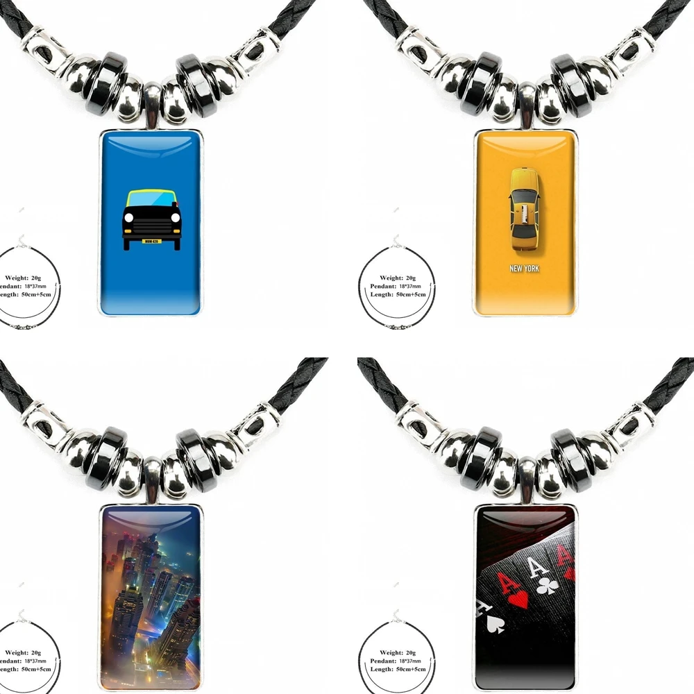 Ожерелье со стальным покрытием колье с кабошоном Длинная подвеска прямоугольное