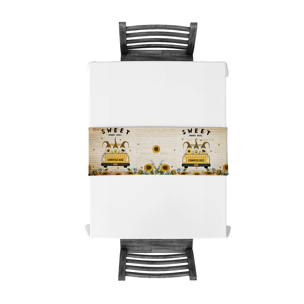 Bee Gnome Sunflower Truck Retro Modern Minimalist Table Runner Hotel Family Dinner Decoration | Дом и сад