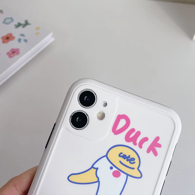 

White hula hoop duck Creative phone case For iphone 7 8 Plus X XS max XR Soft Camera protection Cover For iphone11 11pro max