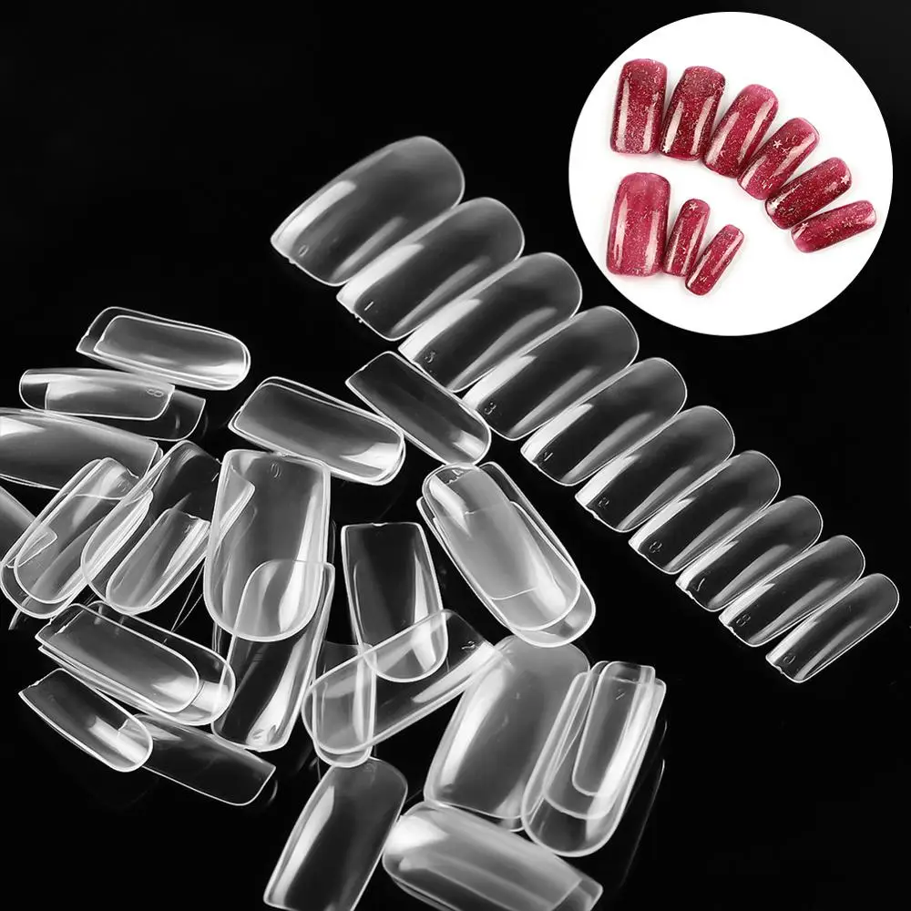 50pc clear 100 шт накладные ногти, художественный клей для ногтей, искусственный дизайн для наращивания ногтей, лаковые наклейки, все для маникюра, волокна - Цвет: 50pc clear
