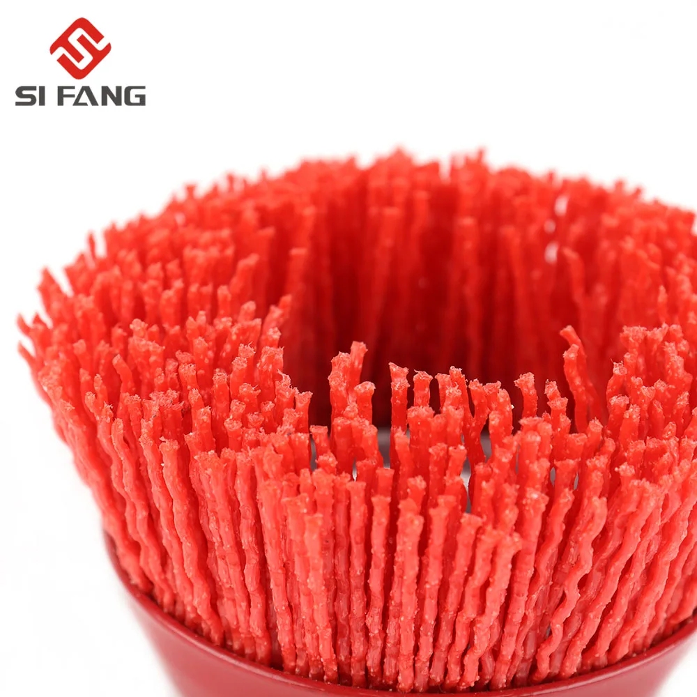 

100mm Cup Nylon Abrasive Brush Wheel Pile Polymer-abrasive For Angle Grinder Tool
