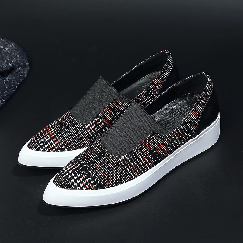 

Women flats oxford shoes 2020 genuine leather flat platform loafers pointed toe for woman brogues slip on shoes