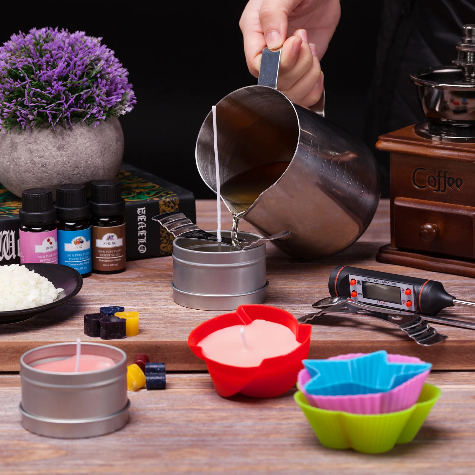 

1 Set Candle Making Supplies DIY Candle Making Kit Beeswax Soy Arts Crafts Melting Pot Wick Stickers Candle Wicks Holder Tools