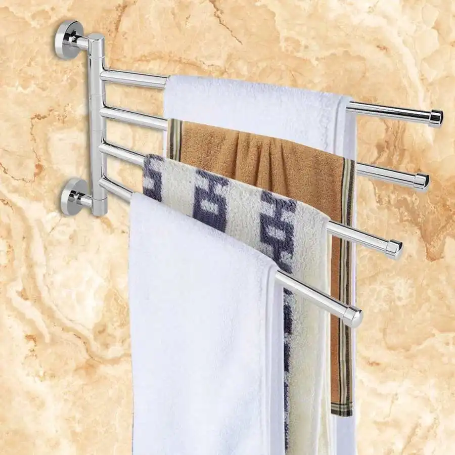

Rotating Towel Wall Mounted Hanger Holder Hook Organizer Home Kitchen Bathroom Products Stainless Steel Towel Organizer