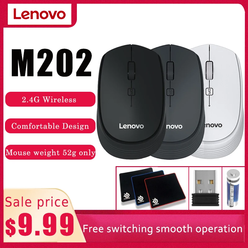 

Lenovo M202 Wireless Mouse USB Connection 2.4GHz Wireless Mice Notebook Desktop1 600dpi Mute Mous