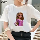 Футболка женская с круглым вырезом, Базовая рубашка с 3D-принтом принцессы Рапунцель, Повседневная Классическая Майка, лето