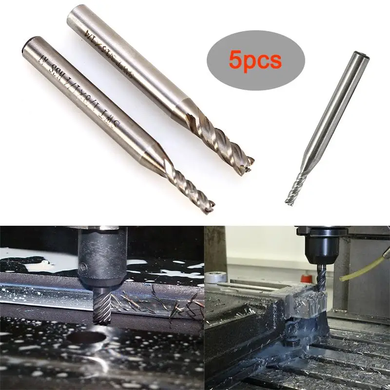 5 X HSS 1/" 1/8" 3/1" ЧПУ 4 флейты с прямым Хвостовиком Концевая фреза фрезерный станок резак бит фреза инструмент фреза