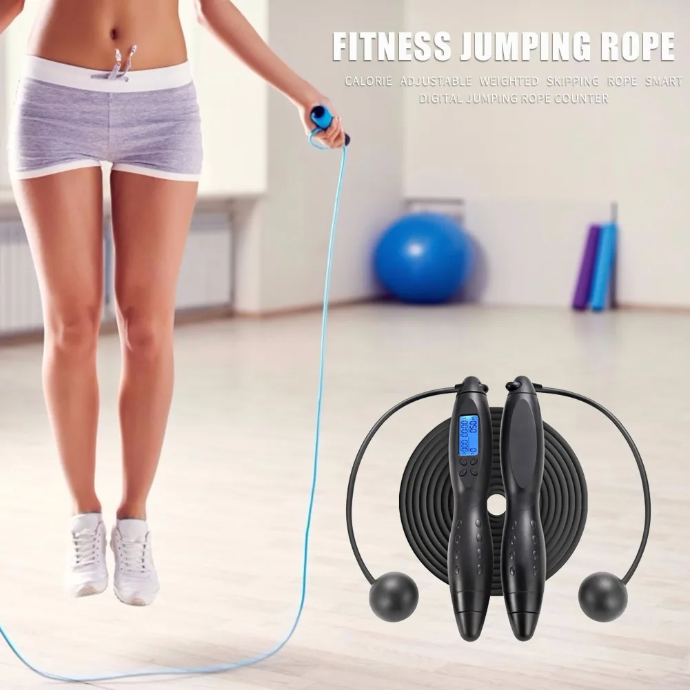 

Digital Counting Skipping Rope with Counter Timer Fitness Cordless Jump Rope Trainers Core Slid Fitness Gliding