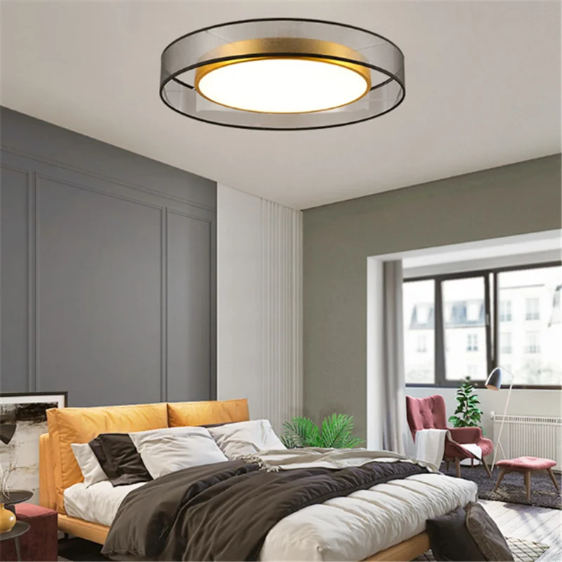 New Ultra-Thin Led All Copper Post-Modern Living Room Lamp Nordic Simple Atmosphere Round Light Luxury Bedroom Lamp