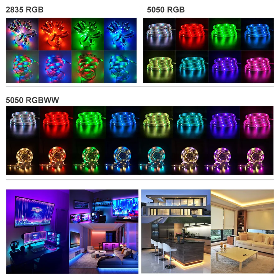 Светодиодная лента с Bluetooth 2835 5050 RGBWW RGB 5/10/15 м | Освещение