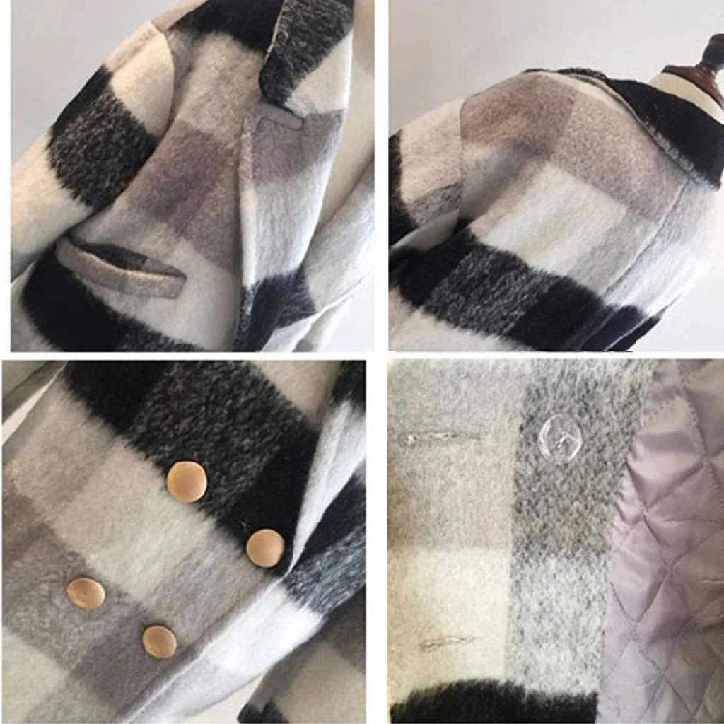 Женское клетчатое пальто SAGACE повседневное приталенное на пуговицах с длинным