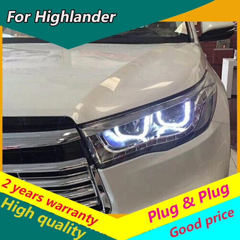 

KOWELL Car Styling for Toyota Highlander Headlights 2014-2015 New Kluger LED Headlight drl Lens Double Beam H7 HID Xenon