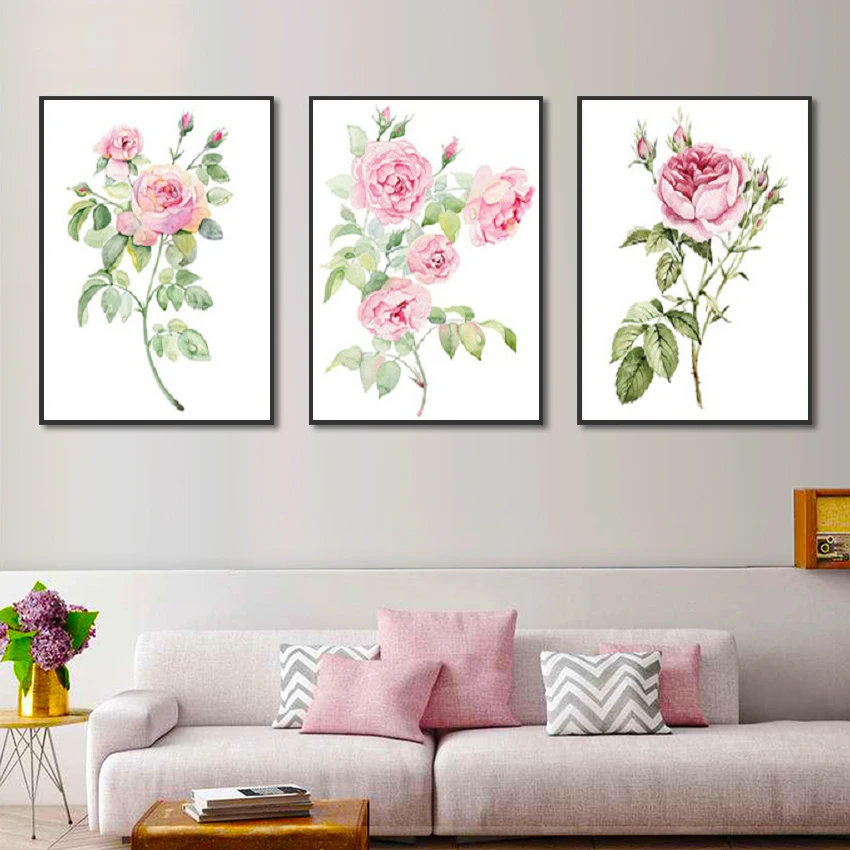 

Скандинавский цветок, Современная фотокартина, минималистичный розовый цветок розы, картина и принты, домашний декор, роспись в гостиной