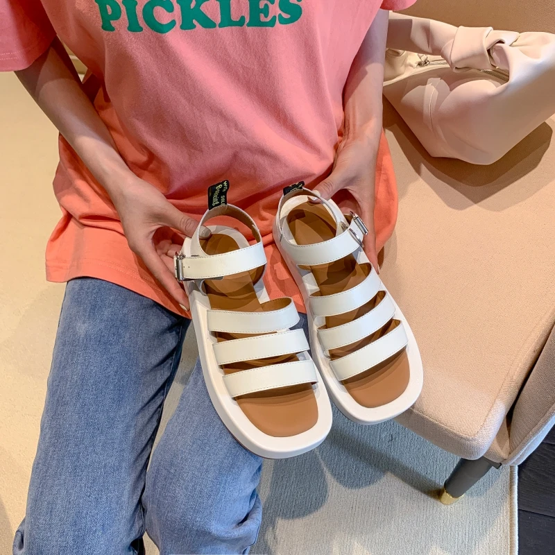 

2021 summer trend ~ muffin thick bottom waterproof platform Roman sandals ❥ (^ _-) super soft