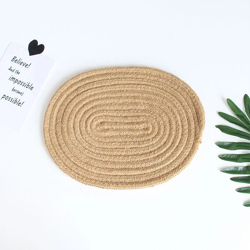 Джутовая подстилка круглый коврик обеденная ручная работа изоляционная для
