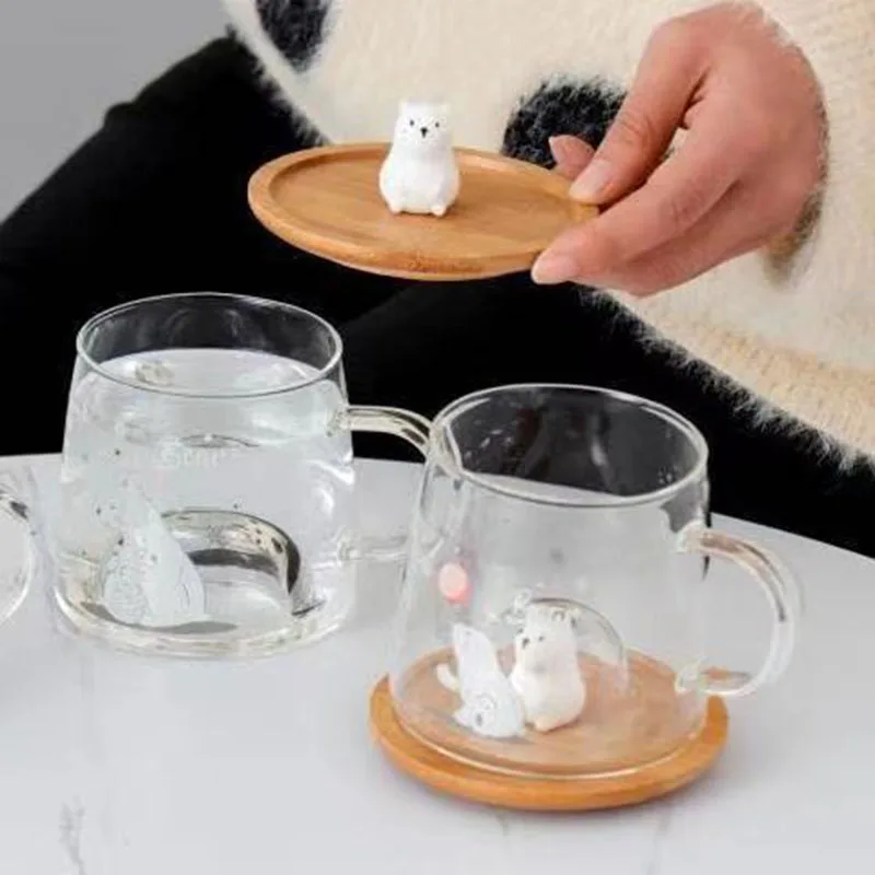 450 мл стеклянная чашка для воды кружка посуда напитков Милая бутылка молока Кофе