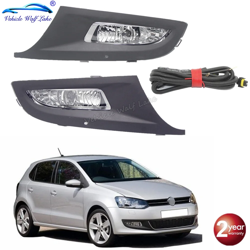 Для VW Polo 6R Хэтчбек 2009 2010 2011 2012 2013 Галогенные Противотуманные фары светильник с решеткой крышка кабеля и лампы